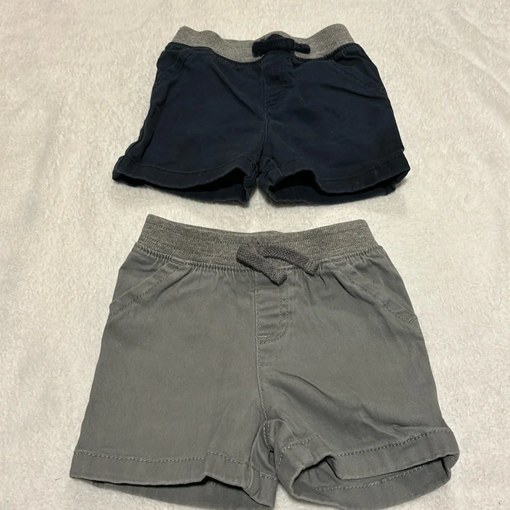 Jumping beans shorts size 12 months- navy and gray with string tie in front